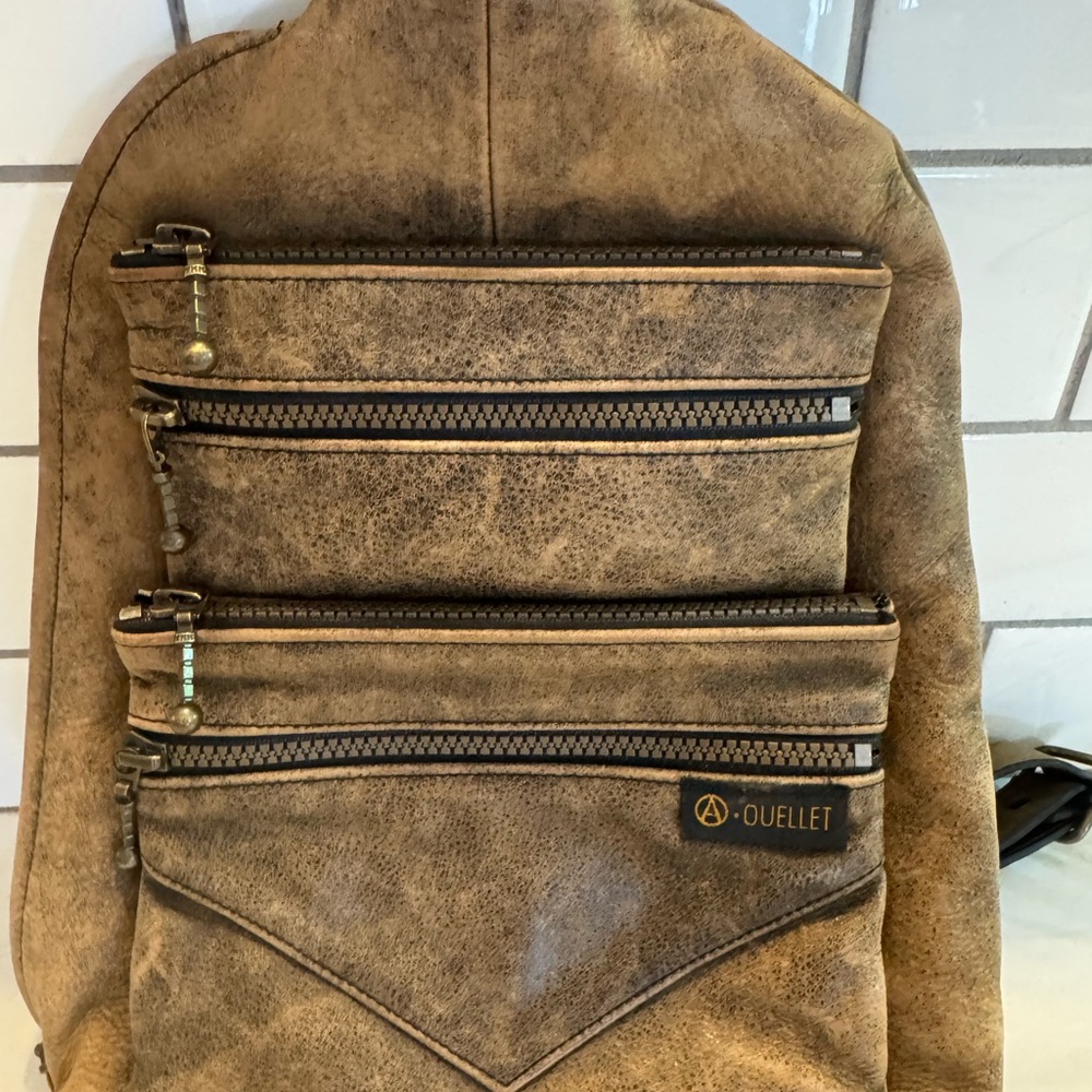 Brown Leather Men or Woman’s  Backpack Style Bag